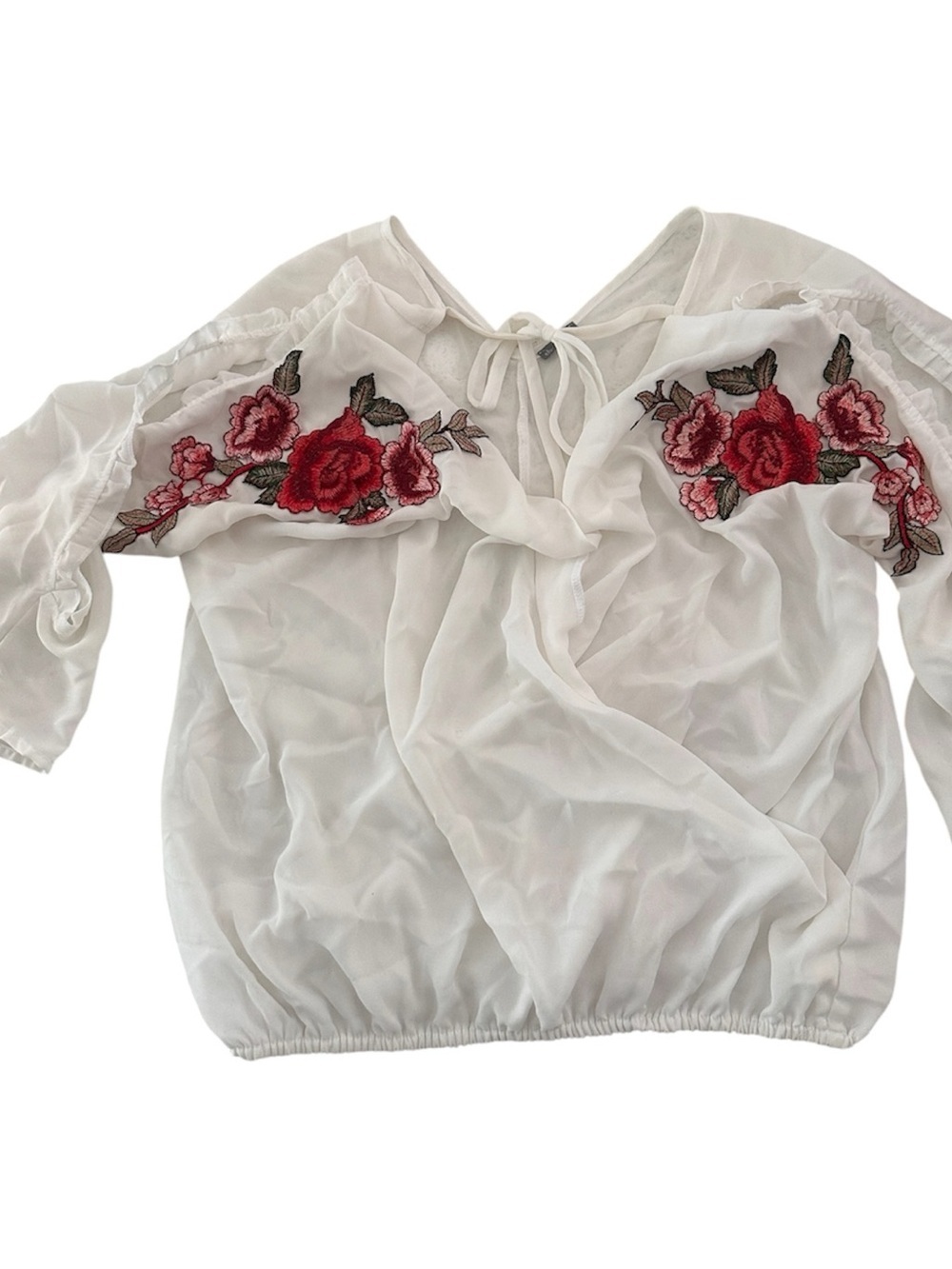Charlotte Russe Cream Bow-Front Blouse